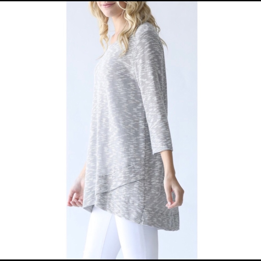 Gray Top Asymmetrical Hem